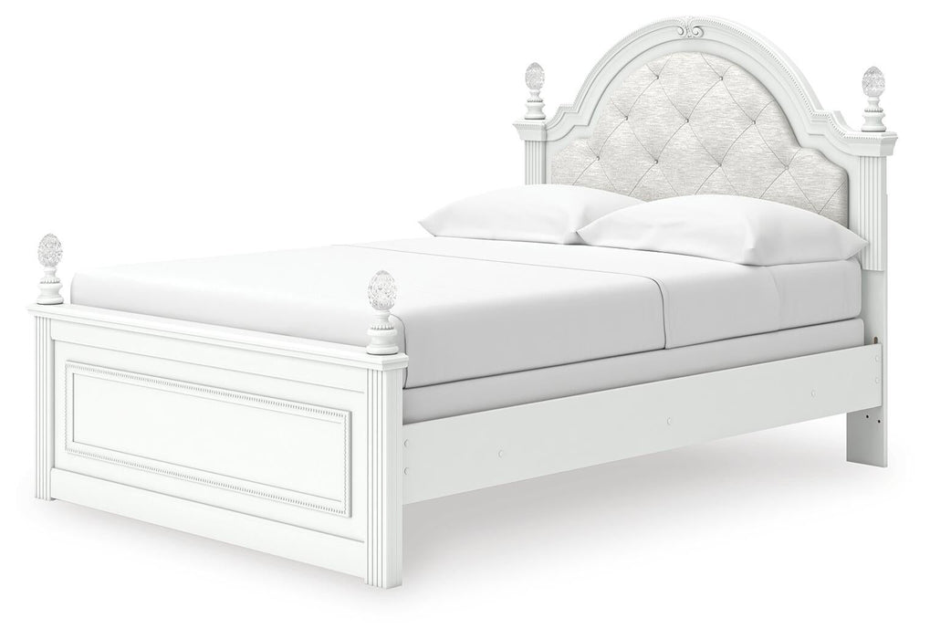 Kozlani Full Upholstered Panel Bed, Dresser and Mirror