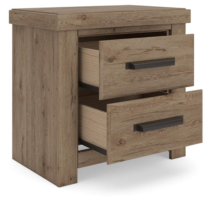 Garistyn Queen Panel Storage Bed, Dresser, Mirror, Chest and Nightstand