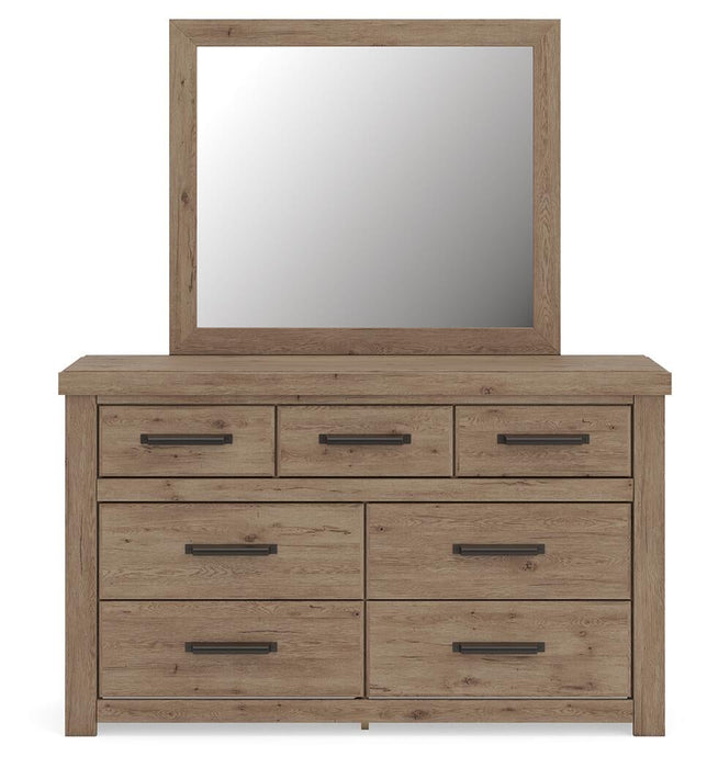 Garistyn King Panel Storage Bed. Dresser, Mirror and Nightstand
