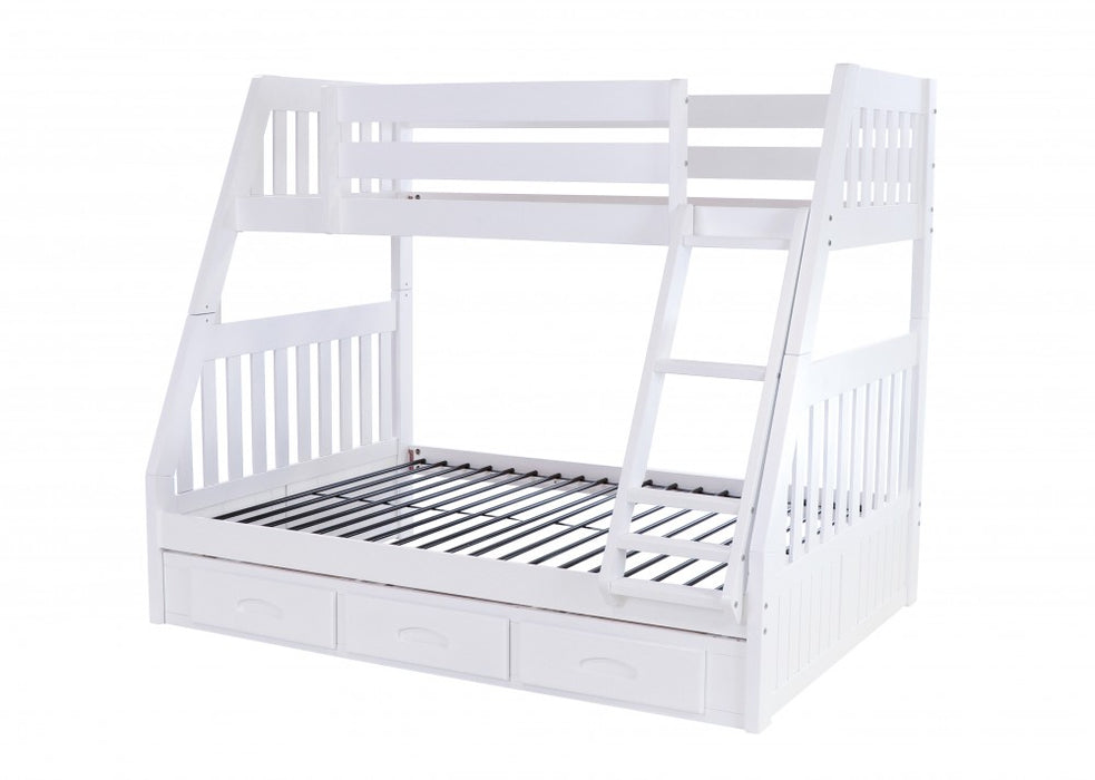 White Twin over Full Bunkbed with 3 drawer or Twin Trundle