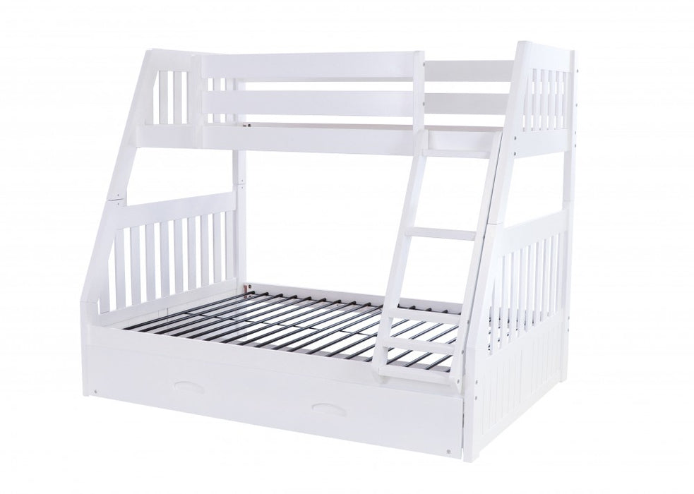 White Twin over Full Bunkbed with 3 drawer or Twin Trundle