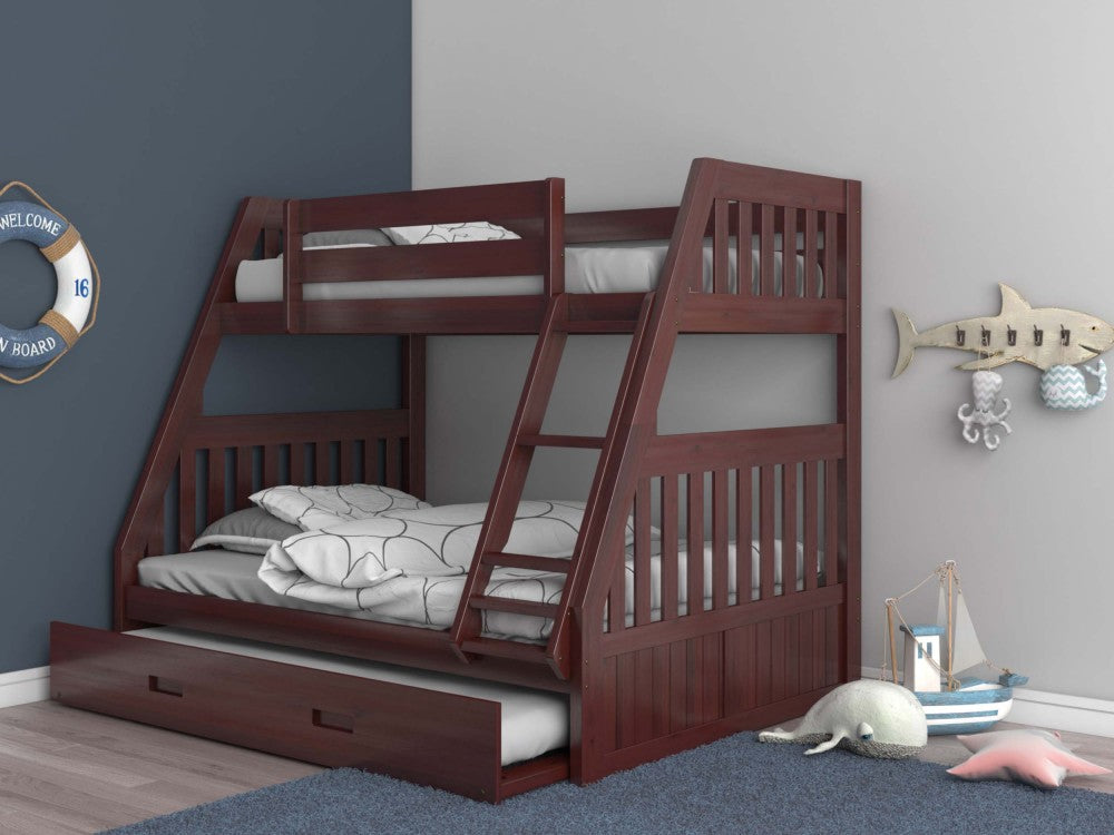 Merlot Twin over Full Bunkbed with 3 drawer or Twin Trundle