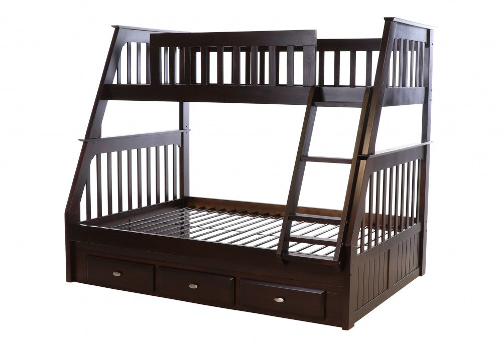 Espresso Twin over Full Bunkbed with 3 Drawers or Twin Trundle
