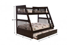 Load image into Gallery viewer, Espresso Twin over Full Bunkbed with 3 Drawers or Twin Trundle
