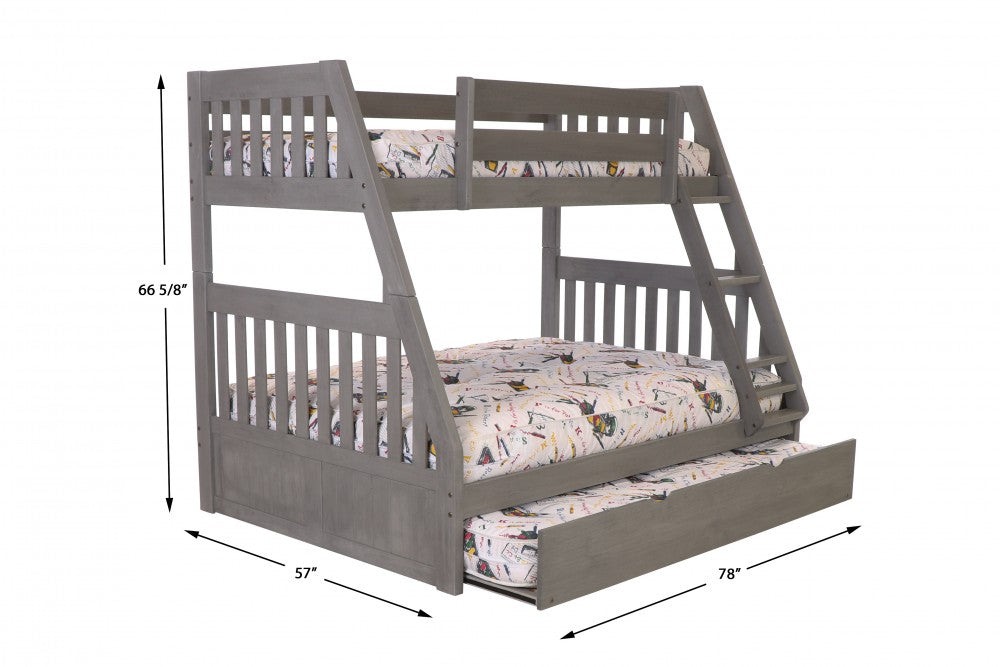 Charcoal Twin over Full Bunkbed with 3 drawers or Twin Trundle