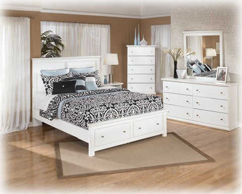 Bostwick Shoals White 5pc Dresser Mirror & Queen Panel Bed