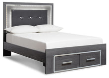 Load image into Gallery viewer, Lodanna King Panel Bed with 2 Storage Drawers with Mirrored Dresser
