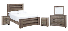 Load image into Gallery viewer, Zelen Full Panel Bed with Mirrored Dresser and 2 Nightstands

