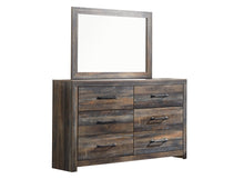 Load image into Gallery viewer, Drystan Queen Panel Bed with 2 Storage Drawers with Mirrored Dresser and Chest
