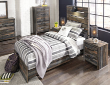 Load image into Gallery viewer, Drystan Twin Panel Bed with Mirrored Dresser and 2 Nightstands
