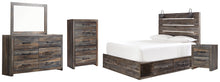 Load image into Gallery viewer, Drystan Queen Panel Bed with 4 Storage Drawers with Mirrored Dresser, Chest and Nightstand
