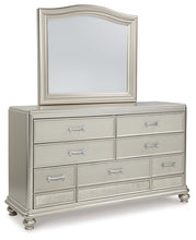 Load image into Gallery viewer, Coralayne King Upholstered Bed with Mirrored Dresser and Nightstand
