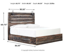 Load image into Gallery viewer, Drystan King Panel Bed with 2 Storage Drawers with Mirrored Dresser and Nightstand
