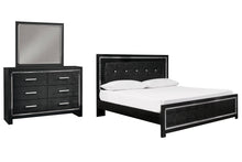 Load image into Gallery viewer, Kaydell King Upholstered Panel Bed with Mirrored Dresser
