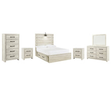 Load image into Gallery viewer, Cambeck  Panel Bed With 4 Storage Drawers With Mirrored Dresser, Chest And 2 Nightstands
