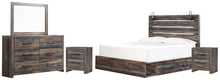 Load image into Gallery viewer, Drystan King Panel Bed with 2 Storage Drawers with Mirrored Dresser and 2 Nightstands
