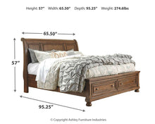 Load image into Gallery viewer, Flynnter  Sleigh Bed With 2 Storage Drawers With Mirrored Dresser
