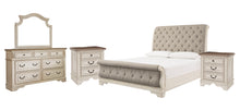 Load image into Gallery viewer, Realyn  Sleigh Bed With Mirrored Dresser And 2 Nightstands
