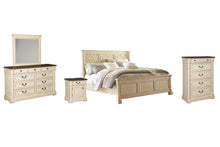Load image into Gallery viewer, Bolanburg California King Panel Bed with Mirrored Dresser, Chest and Nightstand
