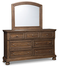 Load image into Gallery viewer, Flynnter Queen Panel Bed with 2 Storage Drawers with Mirrored Dresser, Chest and Nightstand
