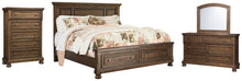 Load image into Gallery viewer, Flynnter Queen Panel Bed with 2 Storage Drawers with Mirrored Dresser and Chest
