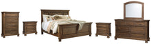 Load image into Gallery viewer, Flynnter  Panel Bed With Mirrored Dresser, Chest And 2 Nightstands
