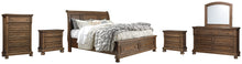Load image into Gallery viewer, Flynnter Queen Sleigh Bed with 2 Storage Drawers with Mirrored Dresser, Chest and 2 Nightstands
