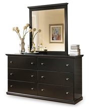 Load image into Gallery viewer, Maribel Queen/Full Panel Headboard with Mirrored Dresser and 2 Nightstands
