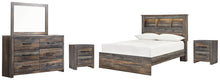 Load image into Gallery viewer, Drystan Full Bookcase Bed with Mirrored Dresser and 2 Nightstands
