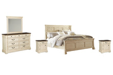Load image into Gallery viewer, Bolanburg King Panel Bed with Mirrored Dresser and 2 Nightstands
