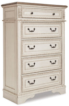 Load image into Gallery viewer, Realyn Queen Upholstered Panel Bed with Mirrored Dresser, Chest and 2 Nightstands
