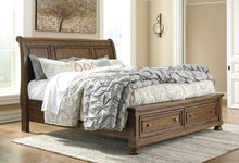 Load image into Gallery viewer, Flynnter Queen Sleigh Bed with 2 Storage Drawers with Mirrored Dresser, Chest and 2 Nightstands

