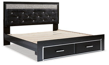 Load image into Gallery viewer, Kaydell King Upholstered Panel Storage Platform Bed with Mirrored Dresser and 2 Nightstands
