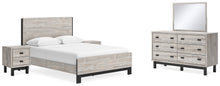 Load image into Gallery viewer, Vessalli Queen Panel Bed with Mirrored Dresser and 2 Nightstands

